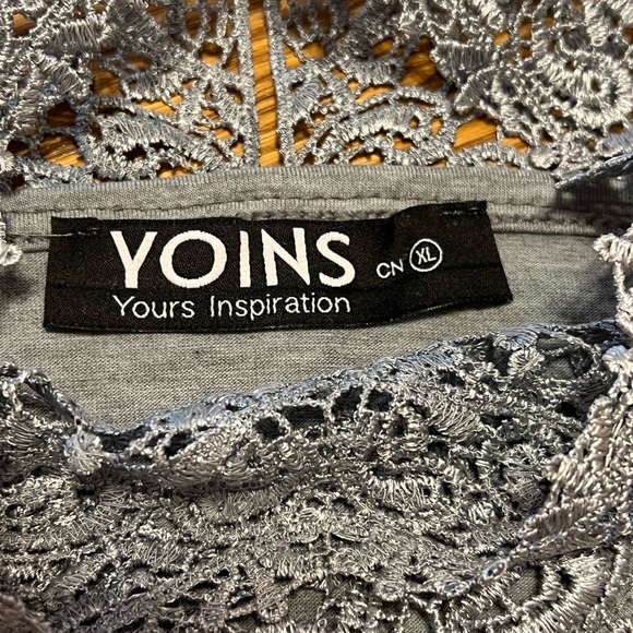 YOINS Sexy Cold Shoulder ~V-neck w/ Lace Insert - Picture 7 of 16